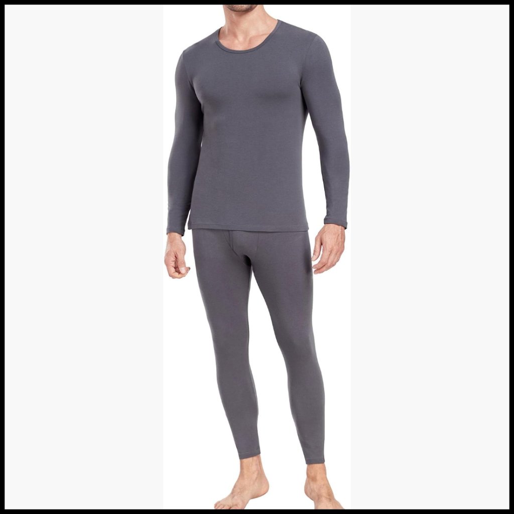 Cotton Blend Thermal Underwear Set Long Sleeve Top And Pajama Bottom